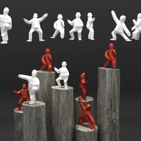 新中式健身功夫太极抽象人物树桩雕塑摆件