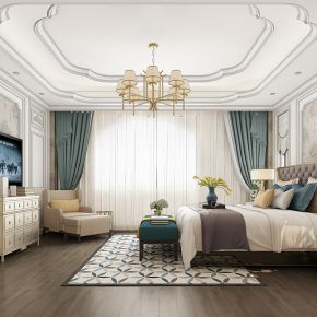 简欧式美式法式卧室床床头柜