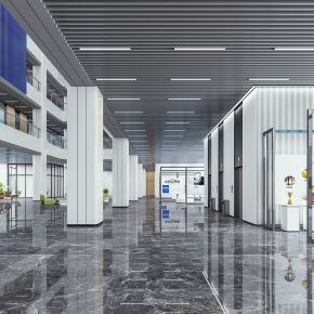 现代办公大堂 展架 电梯间 走廊