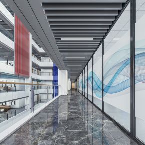 现代办公大堂 展架 电梯间 走廊
