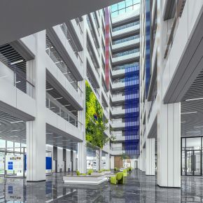 现代办公大堂 展架 电梯间 走廊