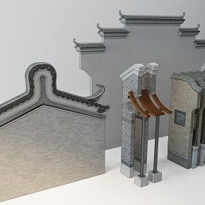 中式徽派马头墙构件建筑
