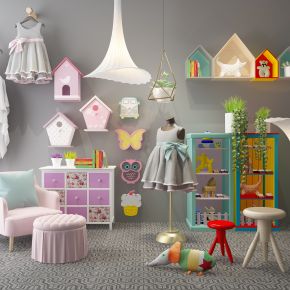 童装橱窗服装店装饰柜椅子儿童玩具
