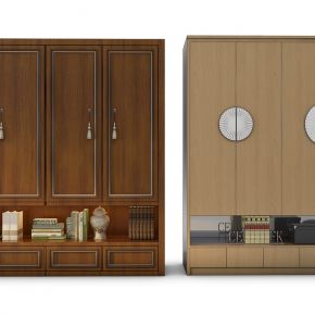 新中式实木衣柜摆件组合