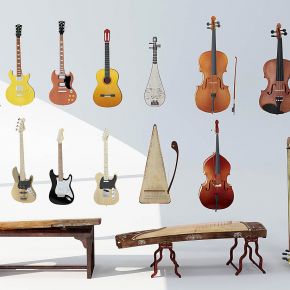 现代小提琴吉他古筝竖琴乐器组合