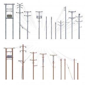 现代电线杆电力设施