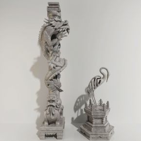 中式盘龙浮雕石雕柱子