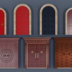 中式古典红漆大门