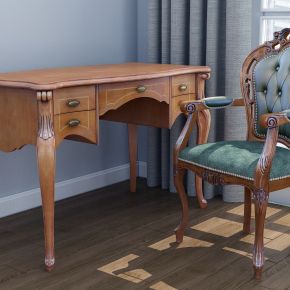 欧式古典实木雕花书桌