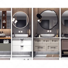 现代北欧浴室柜台盆柜卫浴配件组合