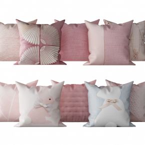 现代儿童房粉色抱枕组合