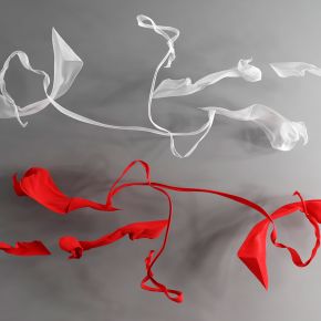 现代红飘带 丝绸 装饰挂件 艺术吊灯