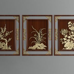 中式木雕 木板画