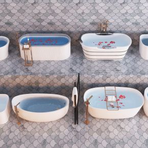 现代浴缸卫浴花洒组合 浴缸 五金件 水龙头 花洒