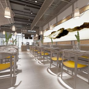 新中式餐厅，餐厅前台，吧台，服务台，接待台，餐桌卡座，吊灯