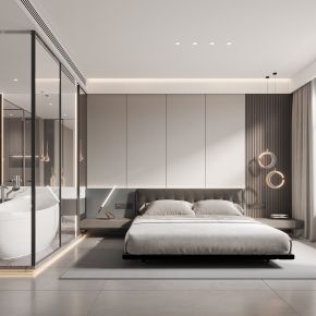 现代卧室，卧室，现代简约卧室，现代主卧