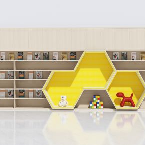 现代图书馆书柜，儿童乐园储物架，幼儿园活动室书架，展示柜