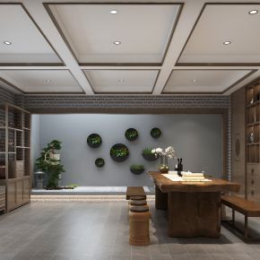 新中式茶室 博古架