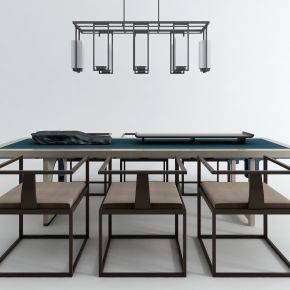 新中式茶桌椅  吊灯组合
