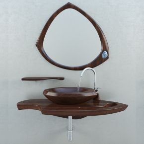 新古典木质艺术台盆镜子
