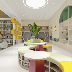 现代青少年活动空间，图书馆，阅读室，阅览室，书吧，书架，书柜，异形休闲书柜