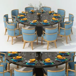 现代大餐桌椅子组合