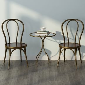 现代铁艺休闲椅子茶几组合