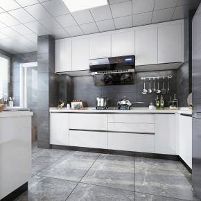 现代厨房橱柜 厨房电器 厨房用品 冰箱 油烟机 灶具