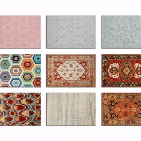 现代几何撞色装饰地毯