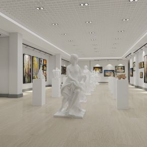 现代展览馆，博物馆，画展中心，雕塑展览展示厅，人体雕塑