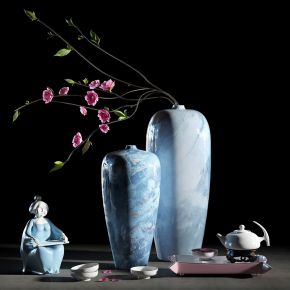 茶具茶壶花瓶花瓣雕塑装饰品