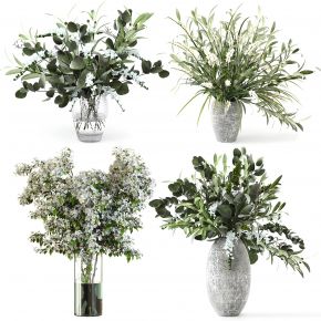 现代玻璃花瓶花艺组合,绿植