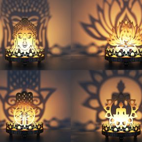 东南亚金属佛莲烛台灯