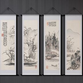 新中式卷轴山水装饰画