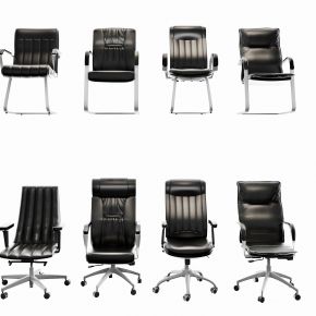 现代皮革办公椅组合