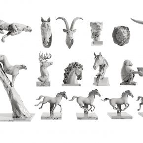 现代，猎豹，羊头，马头，骏马动物雕塑，挂件
