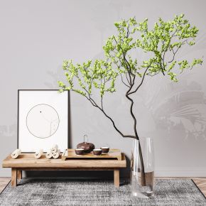 新中式茶桌植物盆栽组合