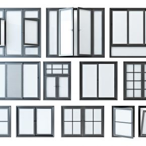现代铝合金窗户，门窗
