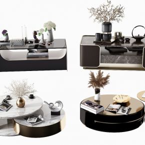 现代圆形茶几组合