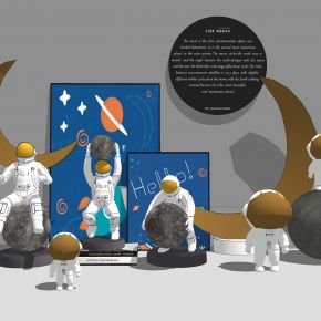 现代 太空航天装饰 室内航天公仔 宇航员摆件 墙体挂件 航空主题摆件 