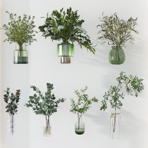 现代水生绿植玻璃花瓶