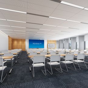 现代多媒体教室会议室，培训教室椅子课桌椅