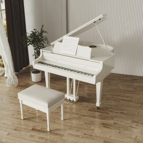 现代白色钢琴
