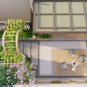 现代花园庭院景观 景墙 休闲座凳 灯具 屋顶花园 菜地 花架 洗衣区