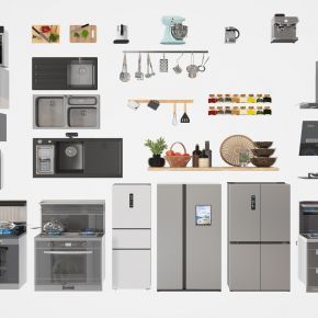 现代集成灶洗菜盆冰箱厨房用具