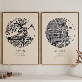 现代城市地图艺术挂画
