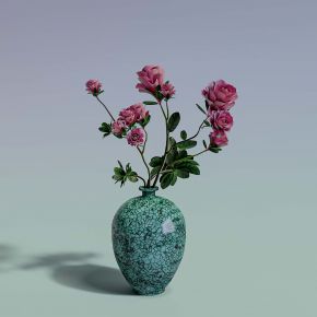 室内装饰摆件花瓶花艺粉红玫瑰