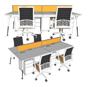 现代办公桌椅，办公桌，办公椅，桌上屏，员工位，工位，职员桌，职员椅，条桌