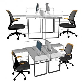 现代办公桌椅，办公桌，办公椅，桌上屏，员工位，工位，职员桌，职员椅，卡位