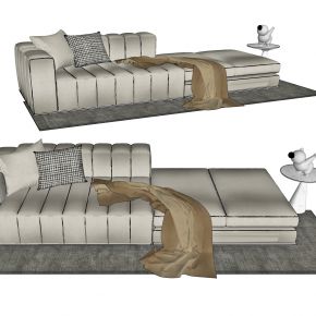 现代多人沙发，沙发，客厅沙发，异型沙发，组合沙发，布艺沙发，茶几，摆件